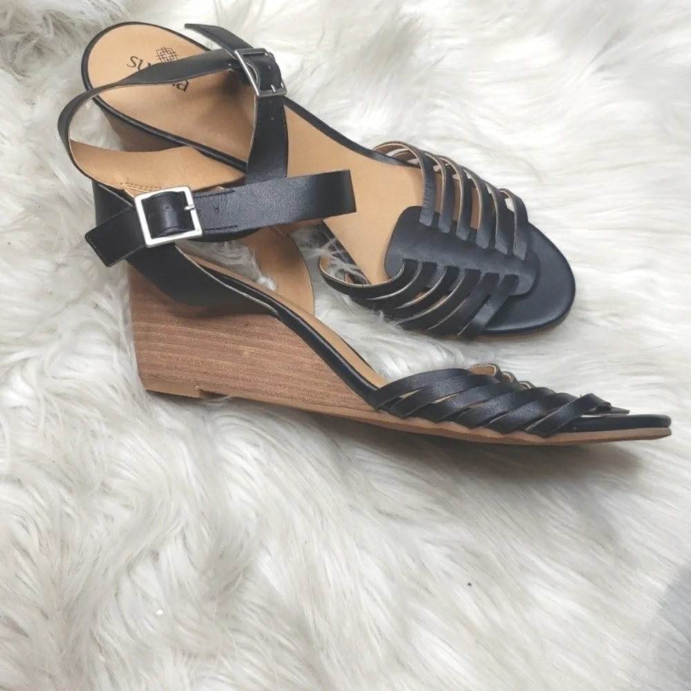 SUSINA Terra Wedge Sandal BLACK 9M